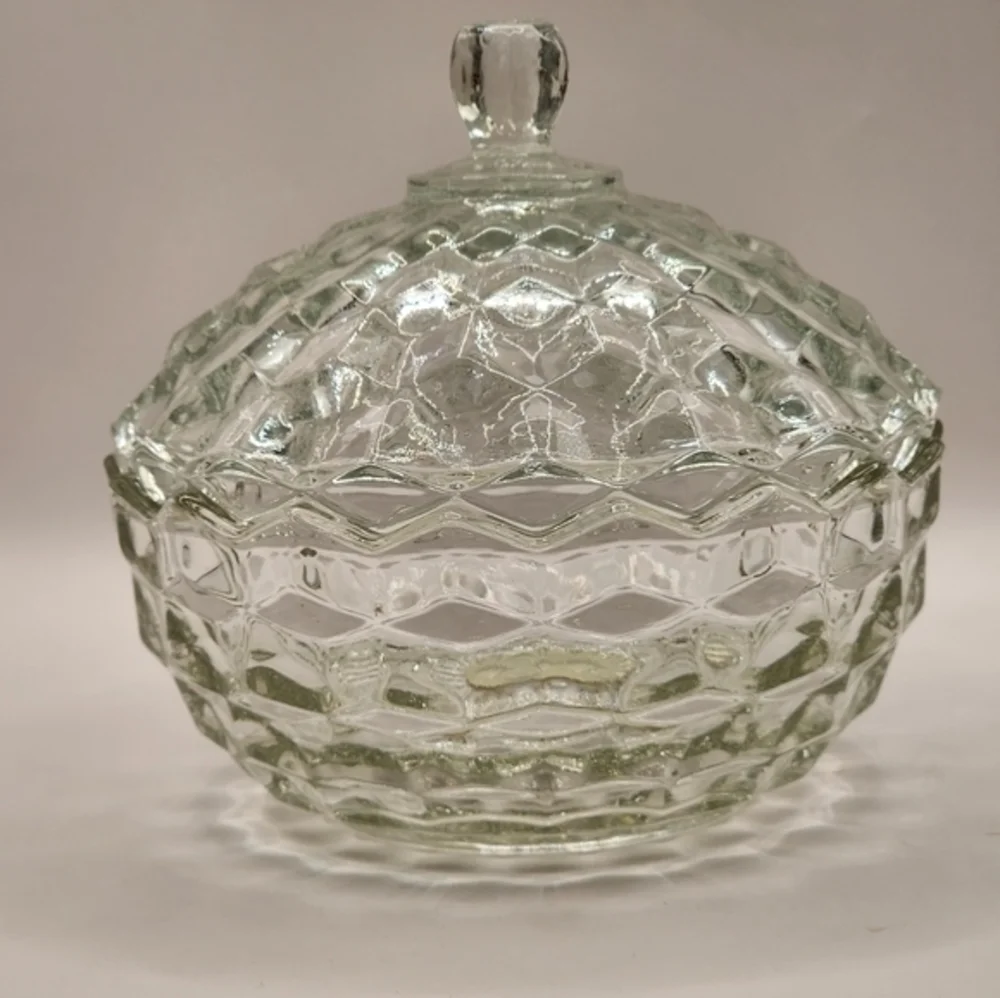 Vintage Clear Indiana Glass American Whitehall Covered Candy Dish With Lid‎